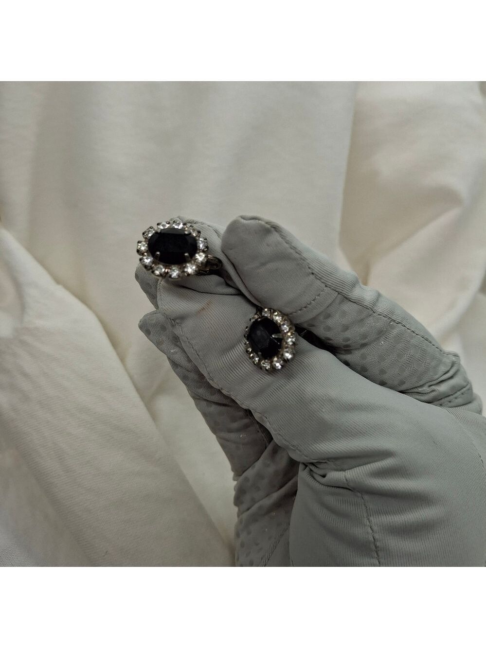 Black Vintage Rhinestone earrings clip on